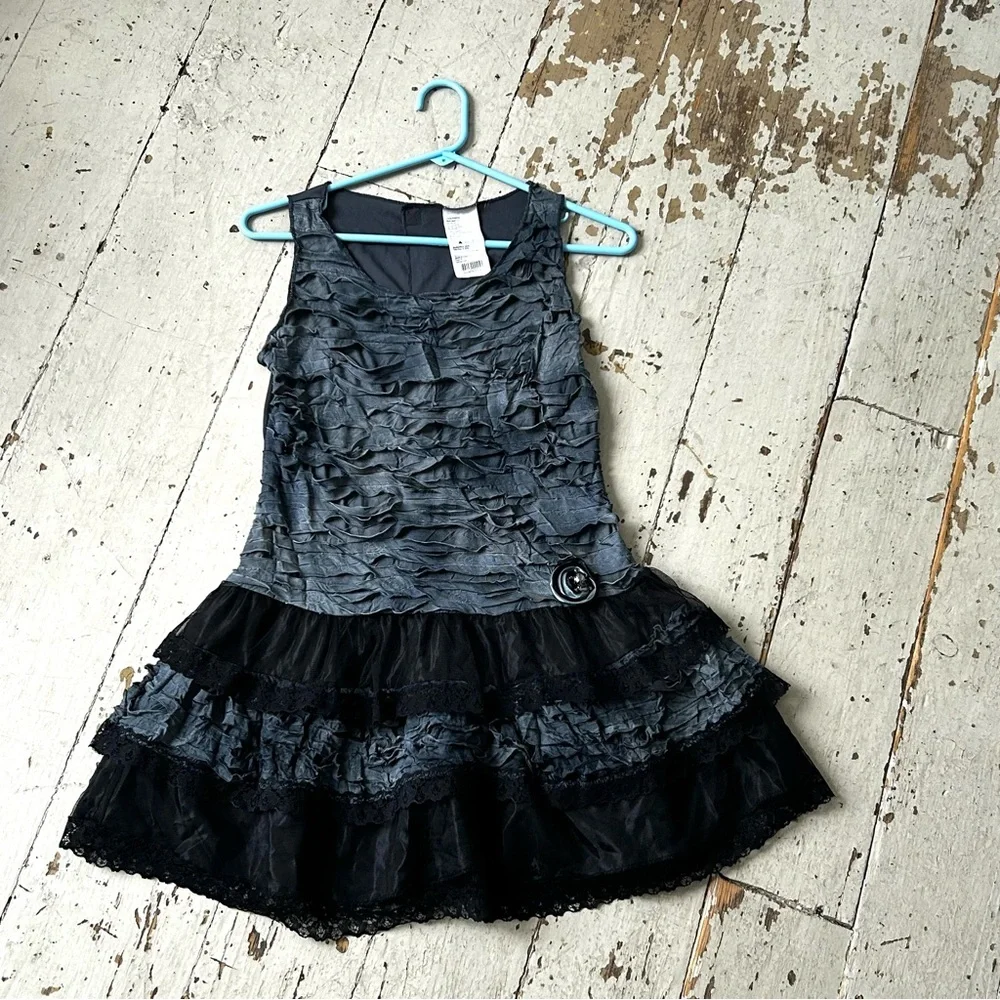 Girl's Zombie Tattered Dress with Skull & Crossbones Halloween Costume